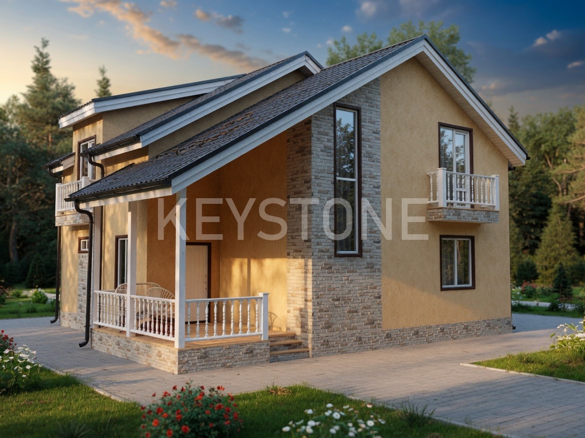 Проект дома Французская карамель, 168.8 м², 2 этажа, 5 комнат