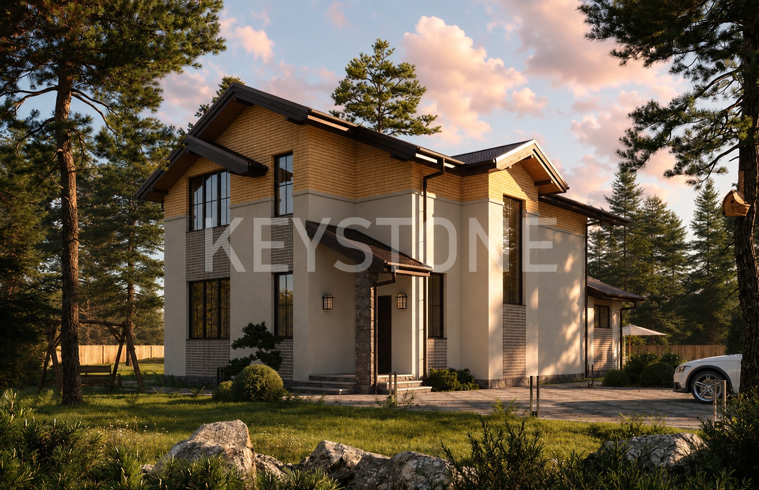 Проект дома 176-190-1М, 190 м², 1 этаж, 4 комнаты