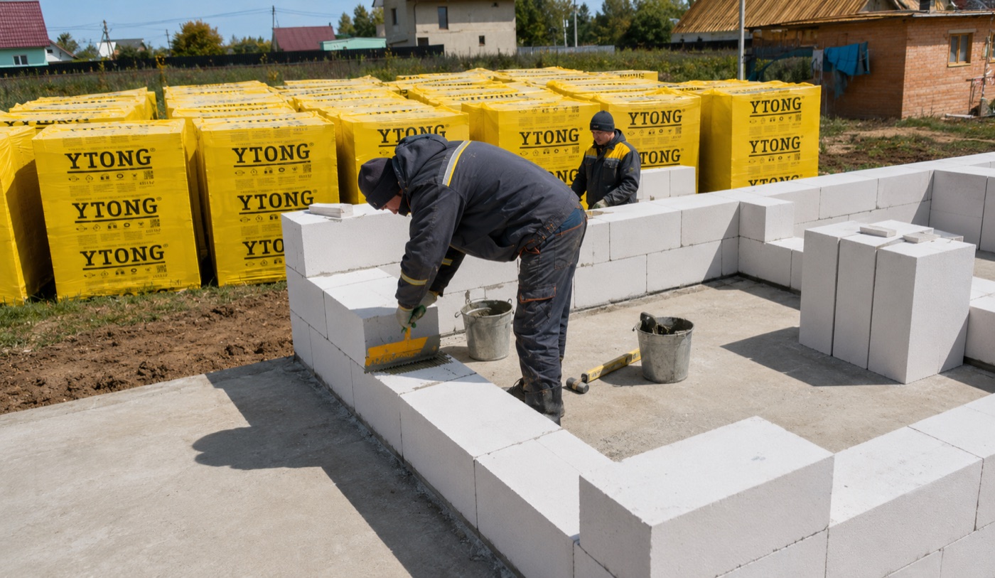 Кладка стен из газобетона Итонг тонкошовным способом